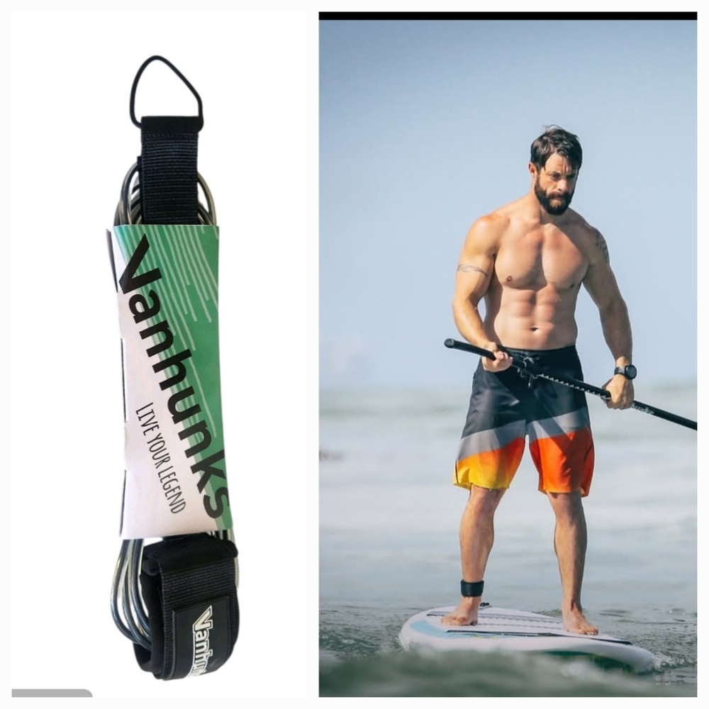 VanHunks 10ft Sup Ankle Leash Paddleboard Longboard Surfboard Double Swivel